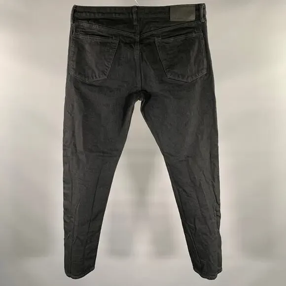 TODD SNYDER Size 34 Black Cotton Blend Button Fly Jeans